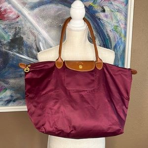 Longchamp Le Pilage Maroon Cranberry Nylon Tote